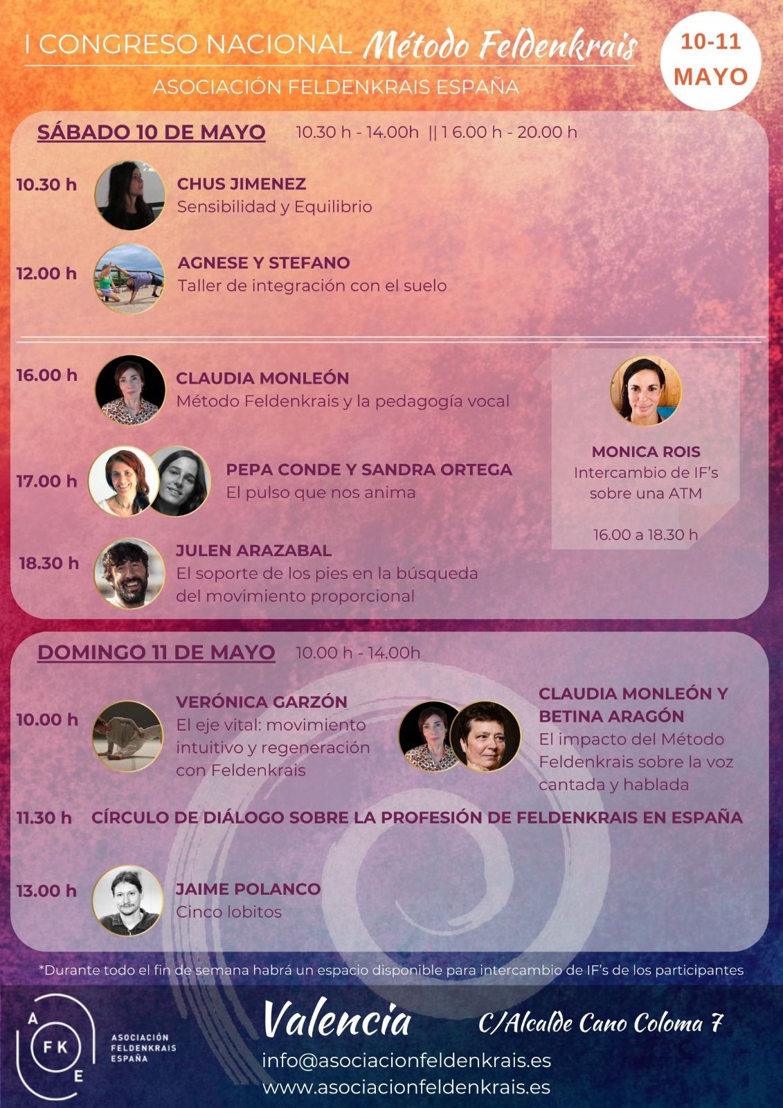 Programación del I Congreso Nacional Feldenkrais
